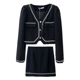 Casual Solid Color Short Blazer And Mini Dress Suit